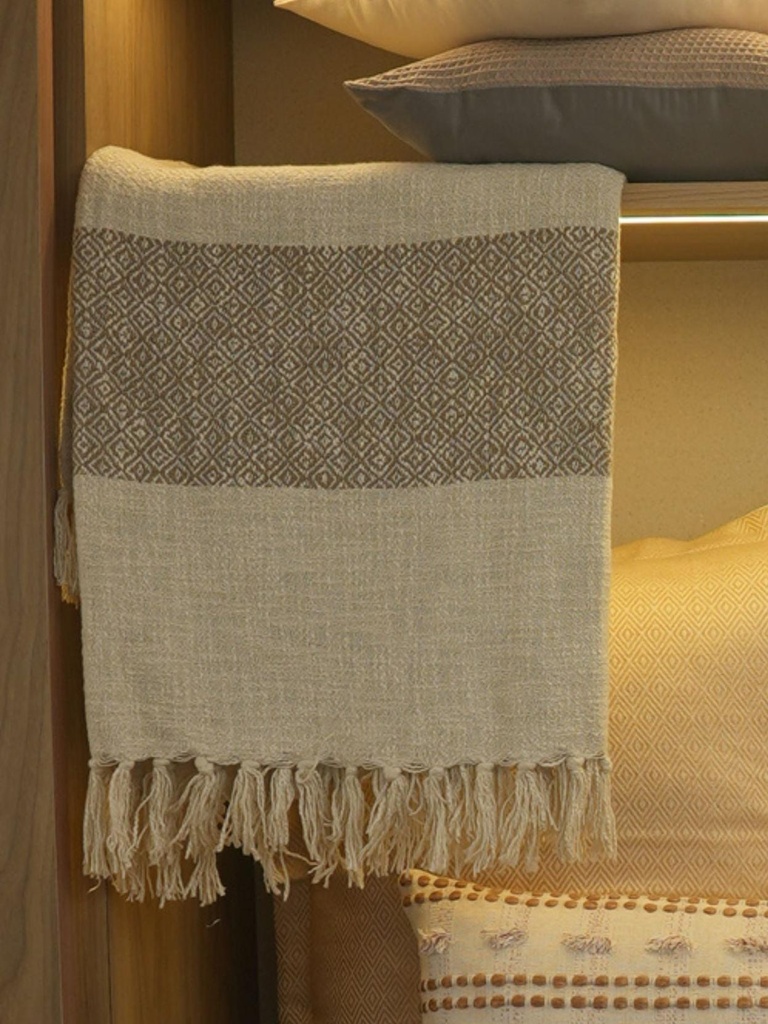 Ivory Woven Throw with Tassels