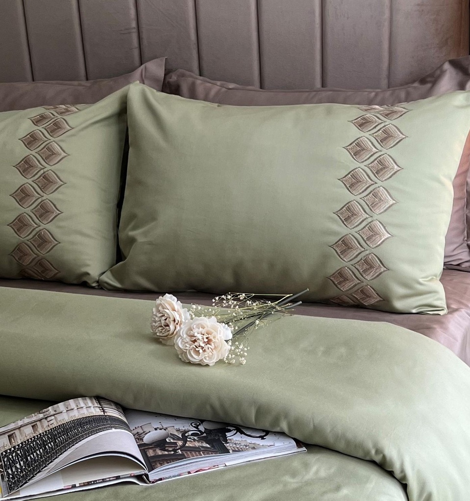 Leaflet Lime Green 1000TC Cotton Rich Syona Bedsheet Set (5 pc Set)