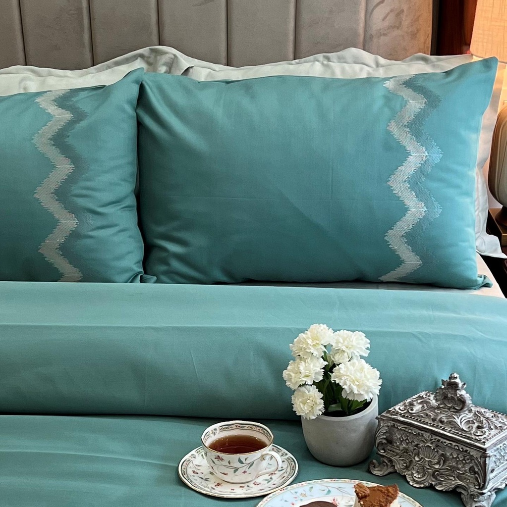 Crest Turquoise 1000TC Cotton Rich Syona Bedsheet Set (5 pc Set)