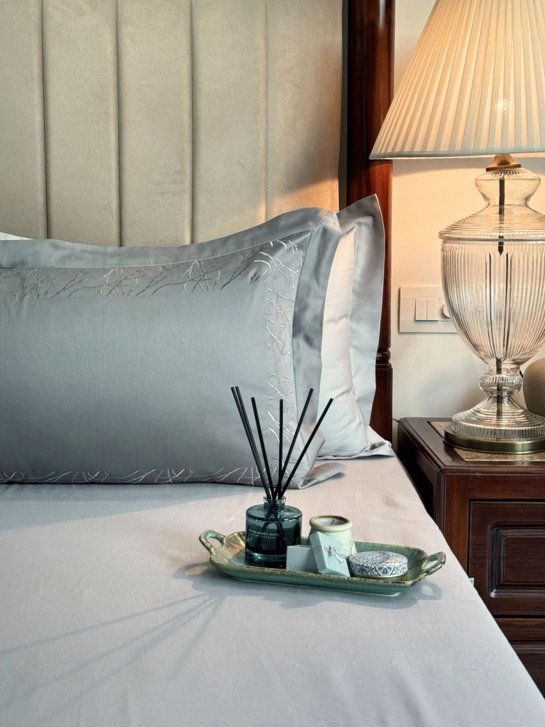 Hope Slate Pearl Grey Desire Cotton Bedsheet Set (5 PC Set)
