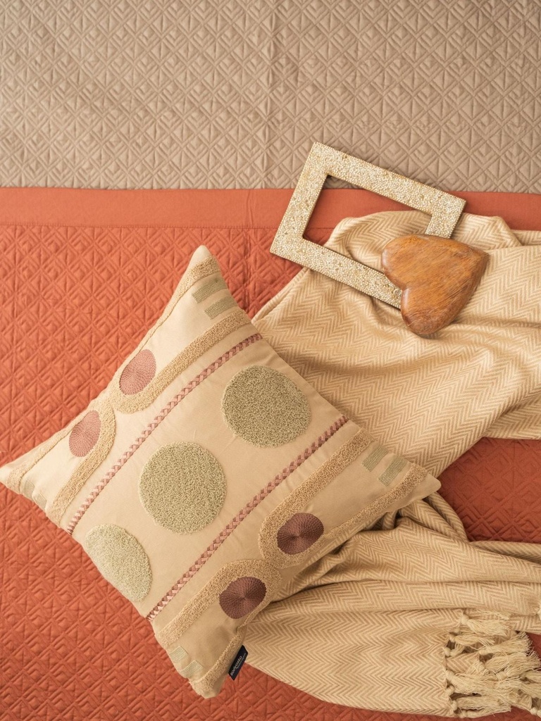 Elegante Cotton Embroidered Sand Cushion Cover 16" X 16"