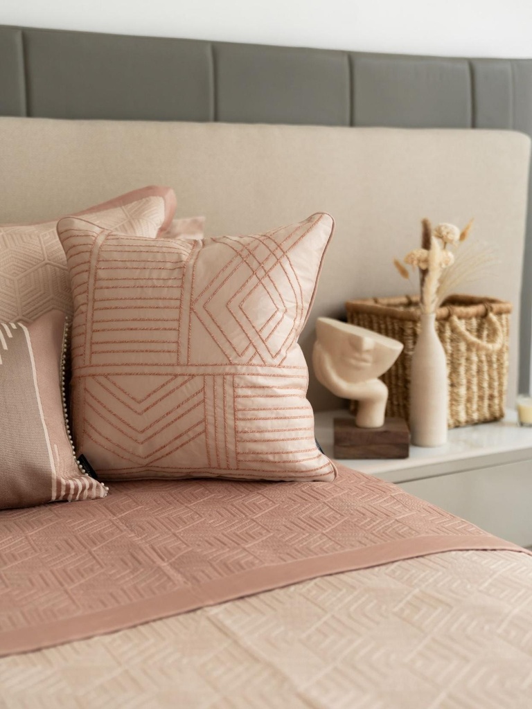 Altima Cotton Embroidered Buff Cushion Cover 16" X 16"
