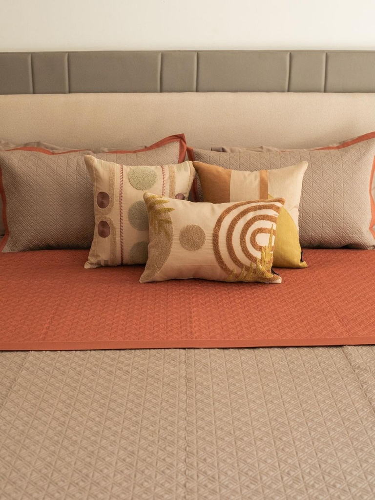 [SA#TRO001-NADIRE-MOTC] Nadire Mocha and Terracotta 300TC Cotton Bedding Set (10 PC Set) (Terracotta)
