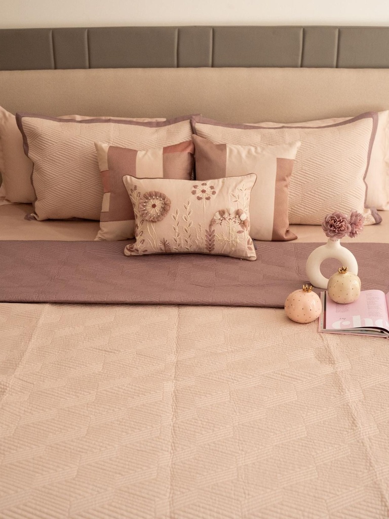 Adelle Old Rose and Buff 300TC Cotton Bedding Set (10 PC Set)