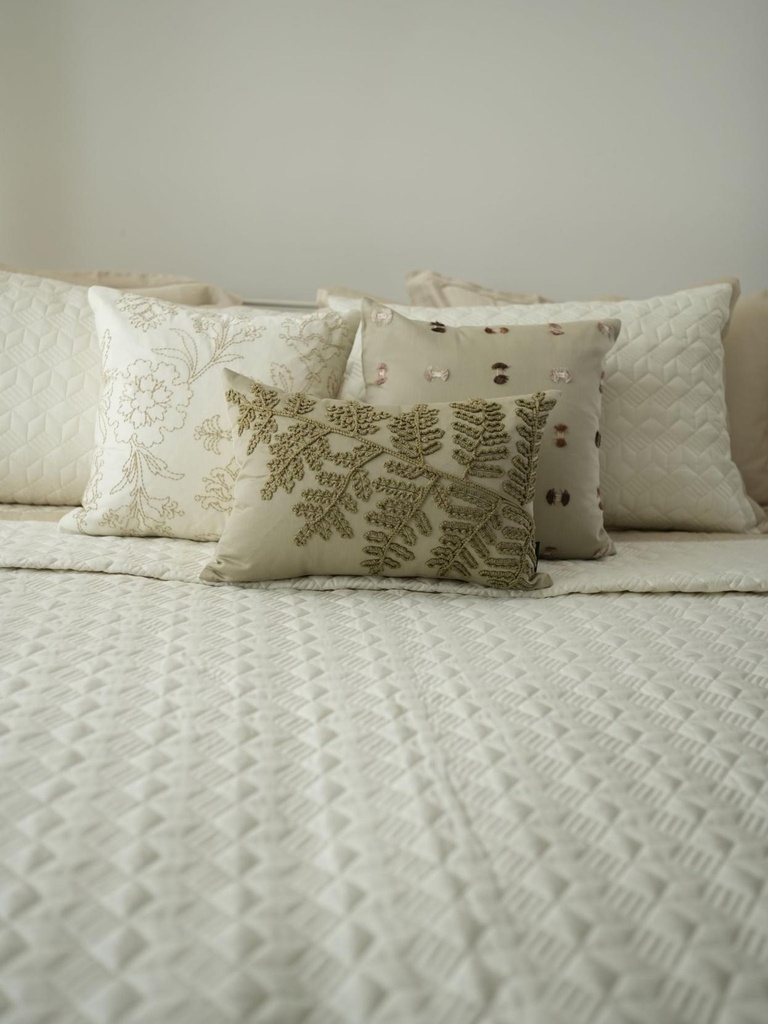 [SA#TRO001-ADORE-OBIV] Adore Oats Beige and Ivory 300TC Cotton Bedding Set (10 PC Set) (Ivory)