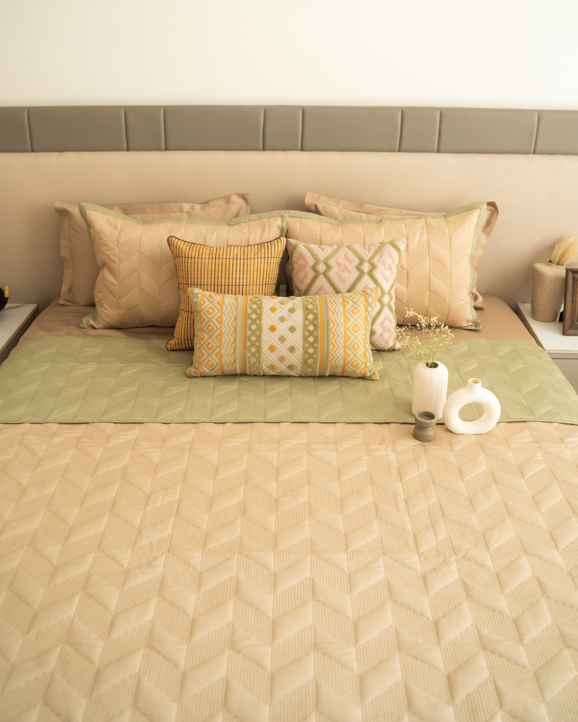 [SA#TR013-ASTOR-FGSA] Astor Forest Green And Sand Cotton Rich Trousseau Set (10 PC Set) (Sand)