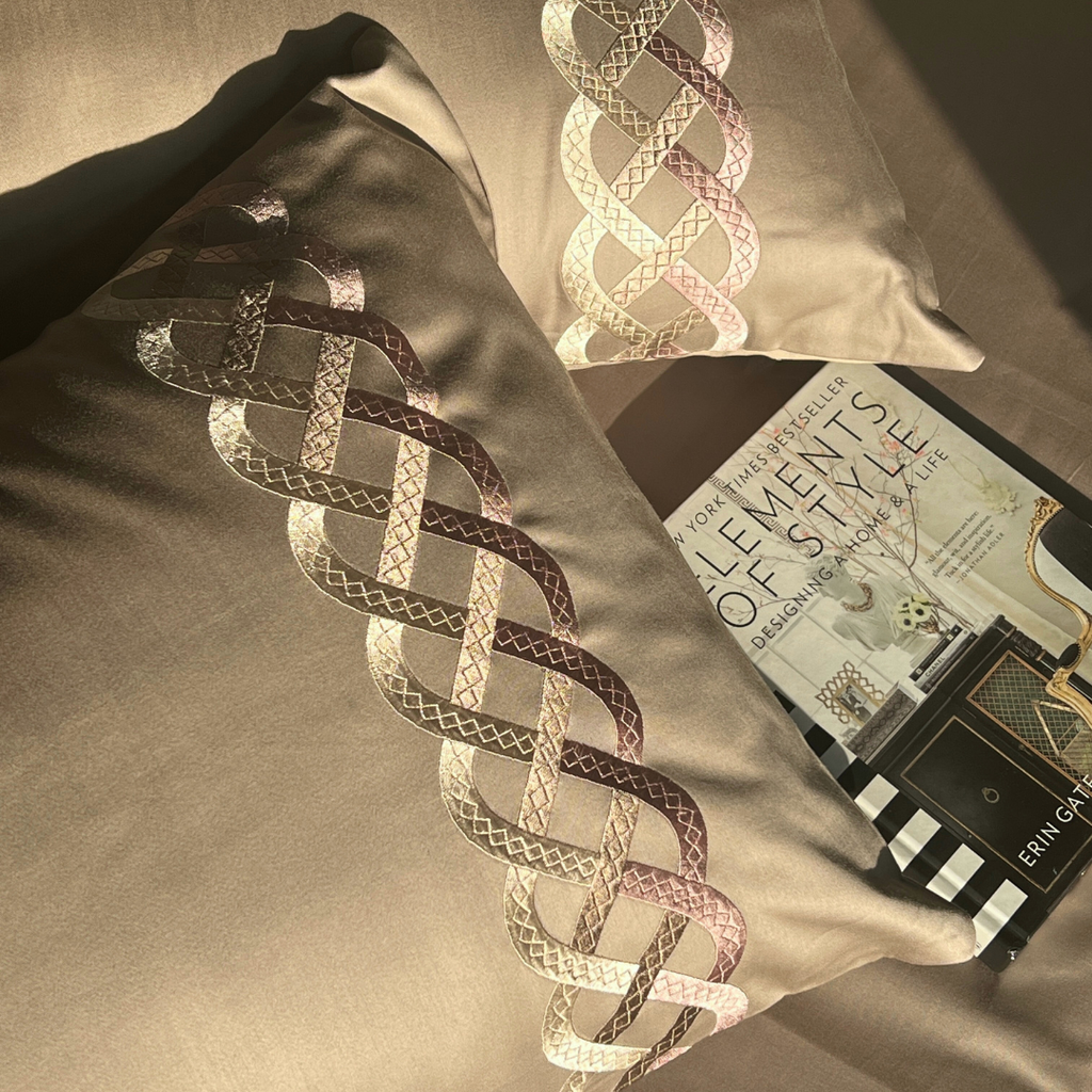 Candace Mocha Embroidered Pillow Covers (Set of 2)