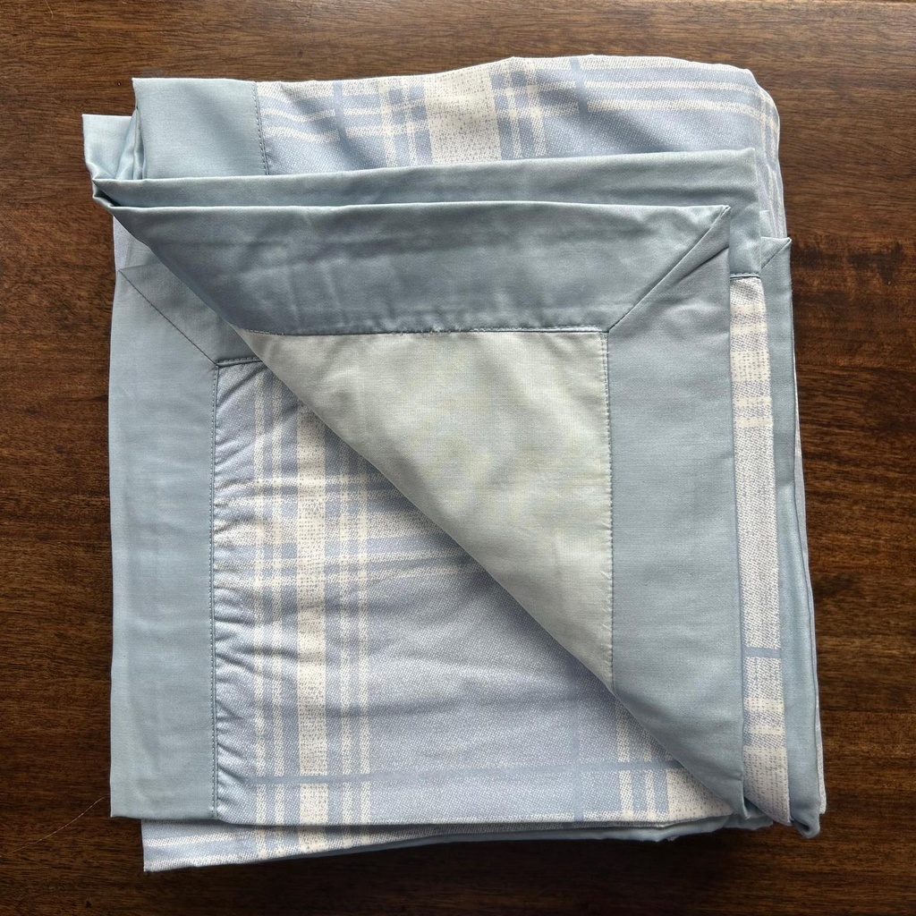 [SA#DOH-018-90x108] Double Bed Blue and White Printed Premium Pure Cotton Reversible Dohar (Blue)