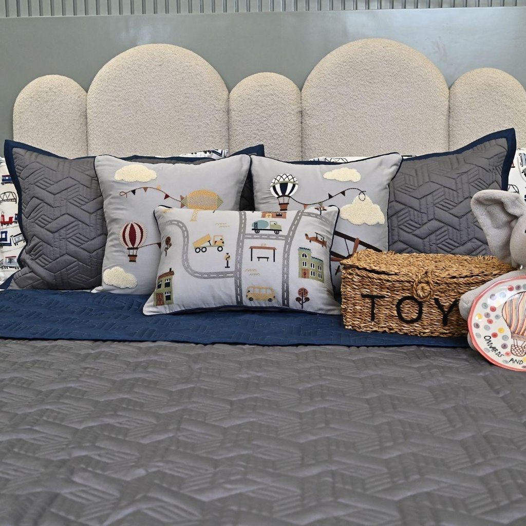 The Little Explorer Navy and Dark Grey Kids Bedding Set (10 PC Set)