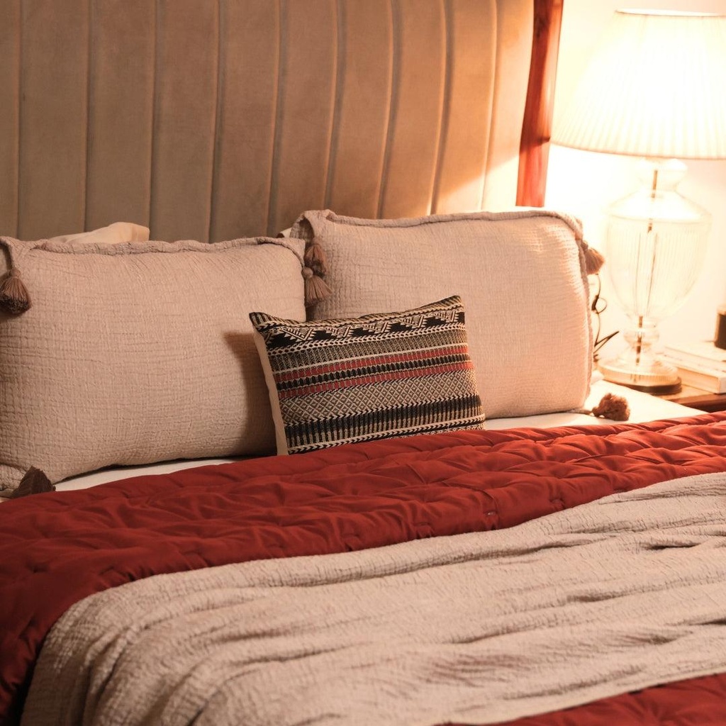 Maroon Double Bed Reversible Heavy Winter Downfill Micro Peach Quilt