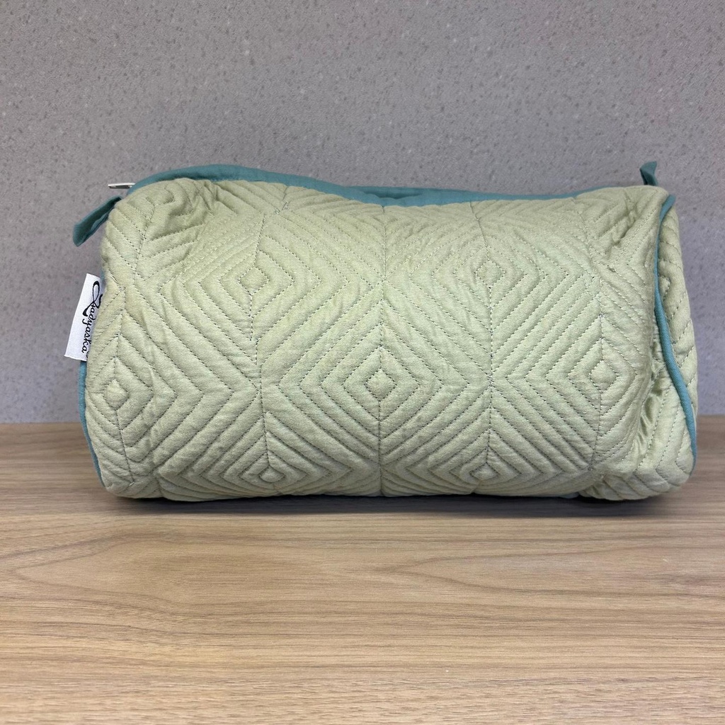 Lime Green Cotton Quilted Wedding Jewelry Pouch / Cosmetic / Make Up Case Multifunction Storage
