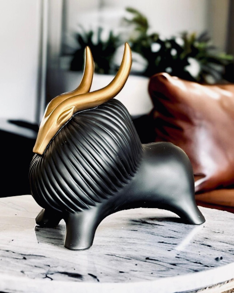 Golden Horned Yak Table Accent