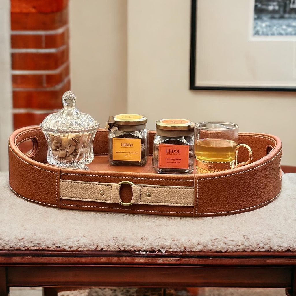 [SA#TR-COG-S] Luxora Cognac Leather Tray (Small)