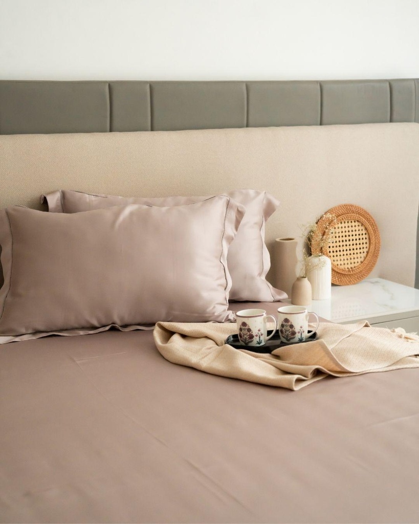 Lavender Tencel Bedsheet Set with Lace