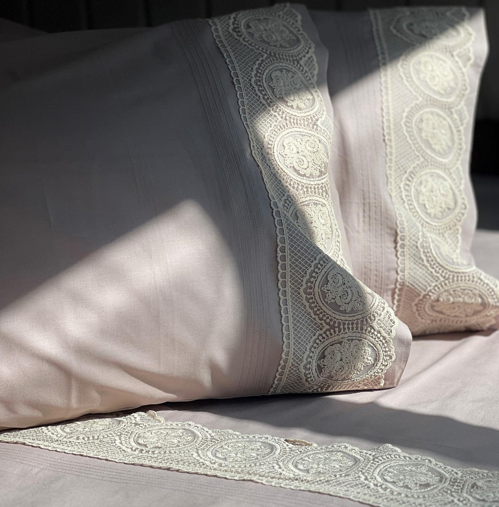 Chantilly Mocha Embroidered Lace Bedsheet Set