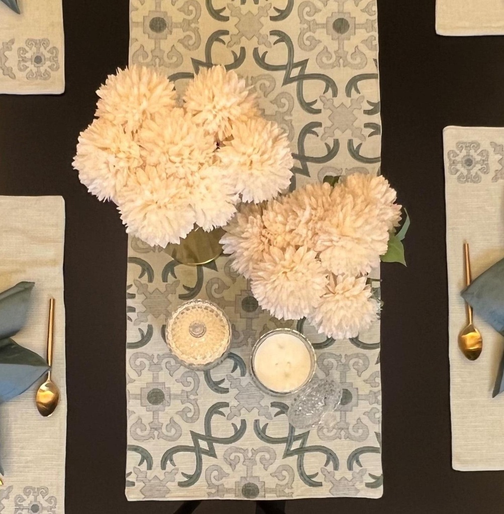 Geo Sage Green Table Runner