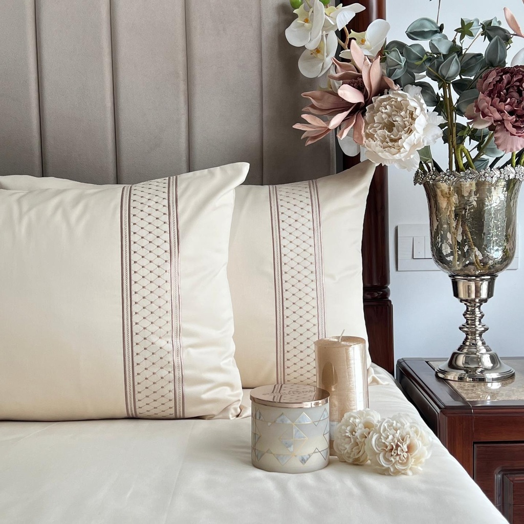 600TC Cotton Checkers Beige Beyond Bedsheet Set