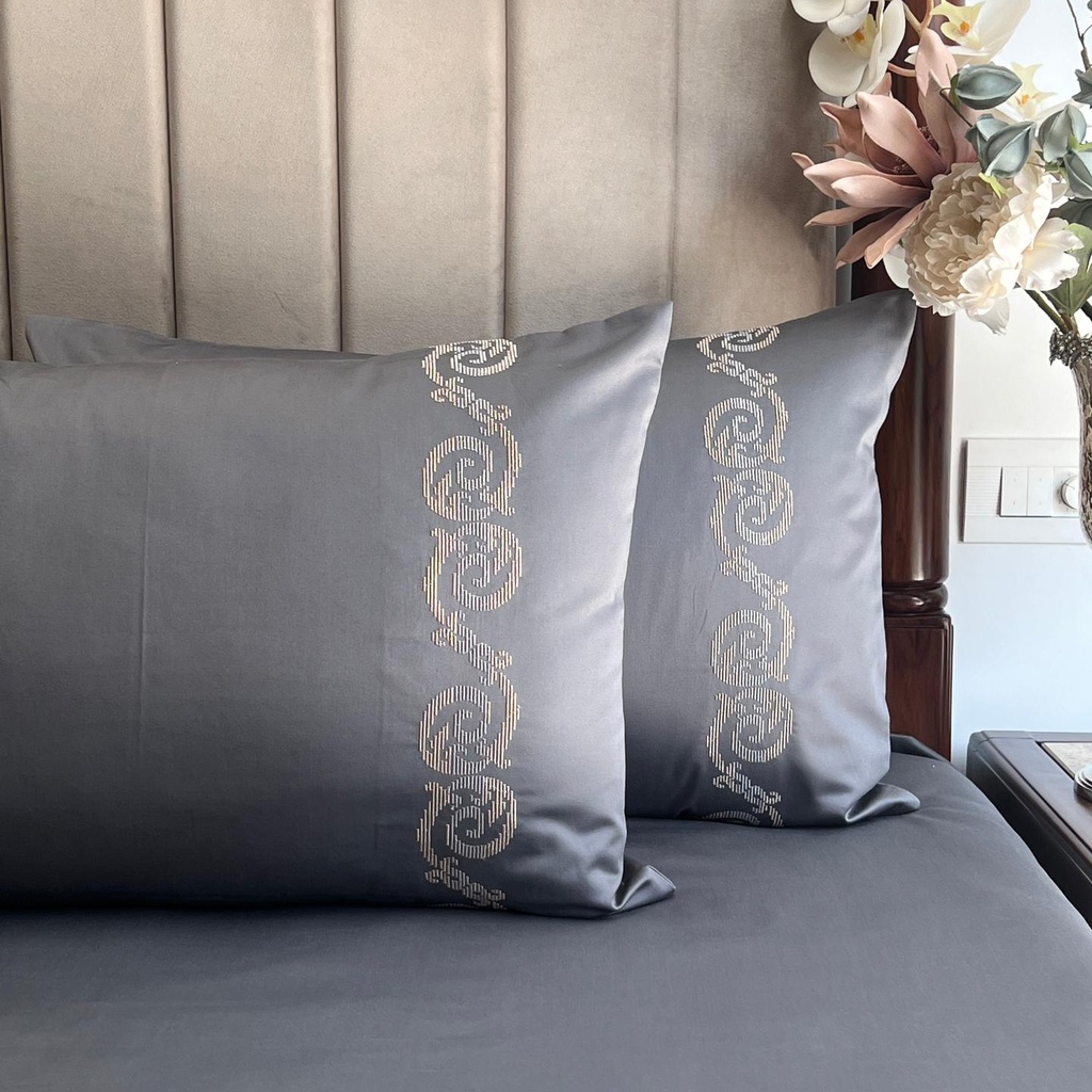 600TC Cotton Diana Titanium Grey Beyond Bedsheet Set