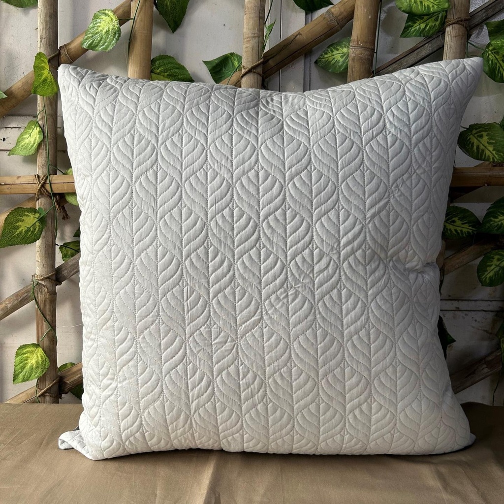Leafage Grey Quilted Cotton Euro Sham