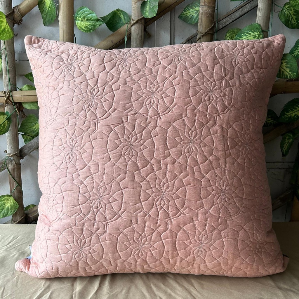 [SA#SHAM-96 COTA] Coral and Taupe Quilted Reversible Cotton Euro Sham (Taupe)