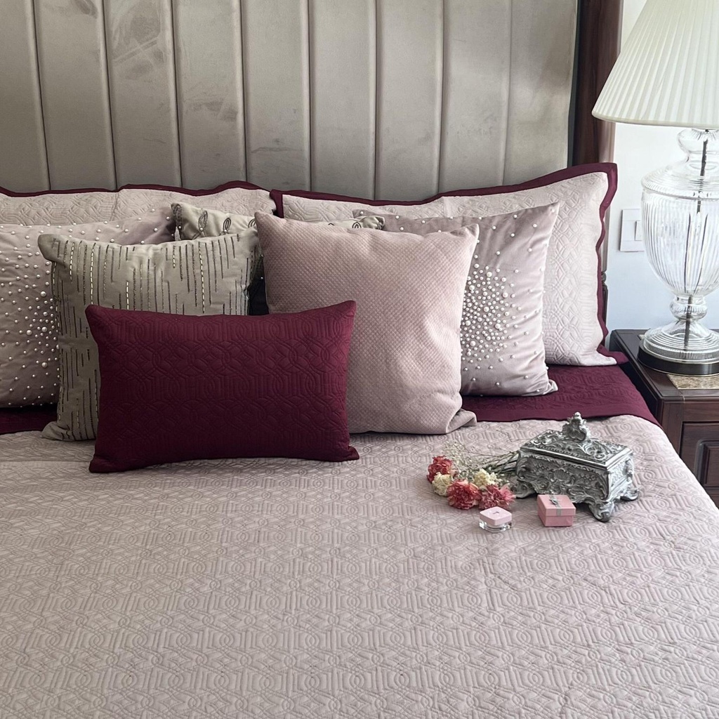 [SA#S001-IMPERIAL-MRBU] Buff and Maroon Imperial Cotton Reversible Bedspread (Maroon)