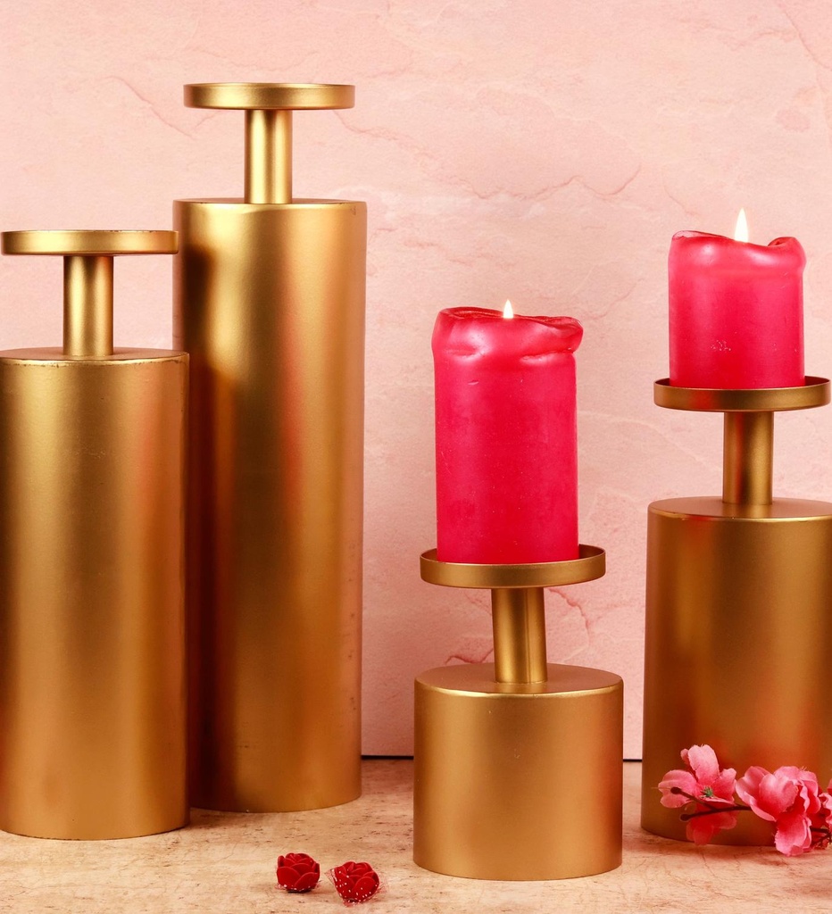 [SA#MAG-MATT-GOLD-04] Magnolia Matt Candle Stand (Set of Four)