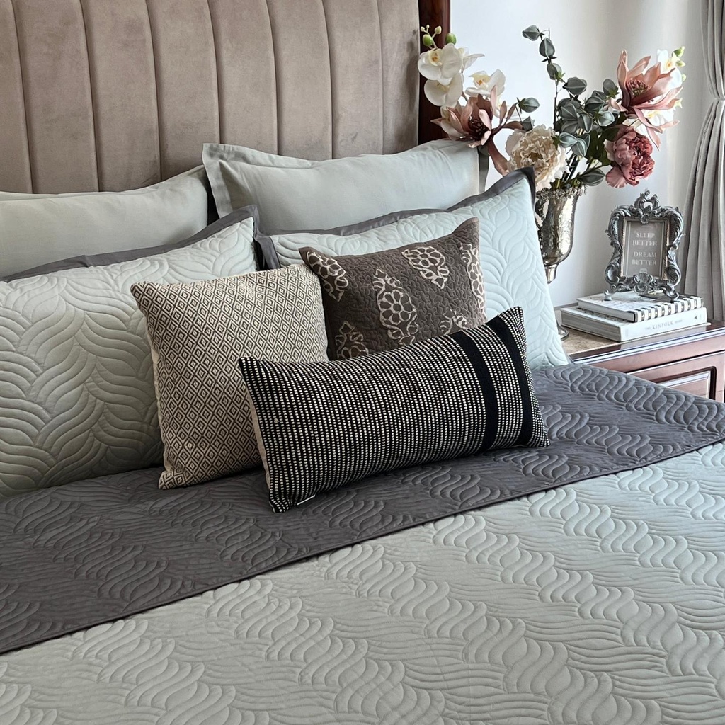 [SA#TRO013-COMBER-SNGR] Comber Sage Green And Grey Cotton Rich Trousseau Set (10 PC Set) (Grey)