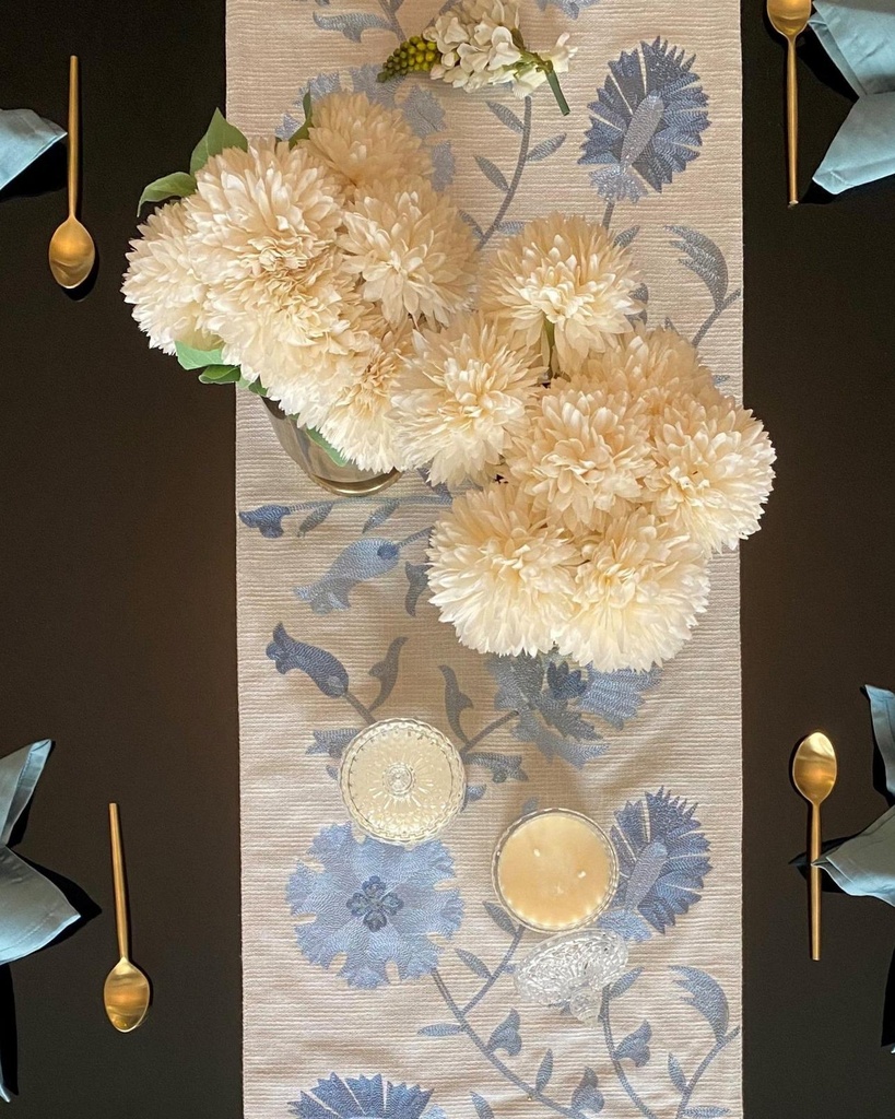 Floral Grey Table Runner