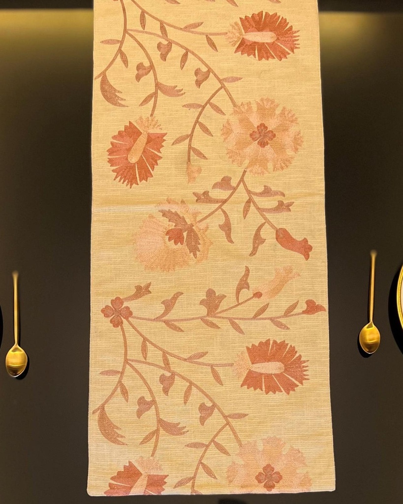 Floral Beige Table Runner