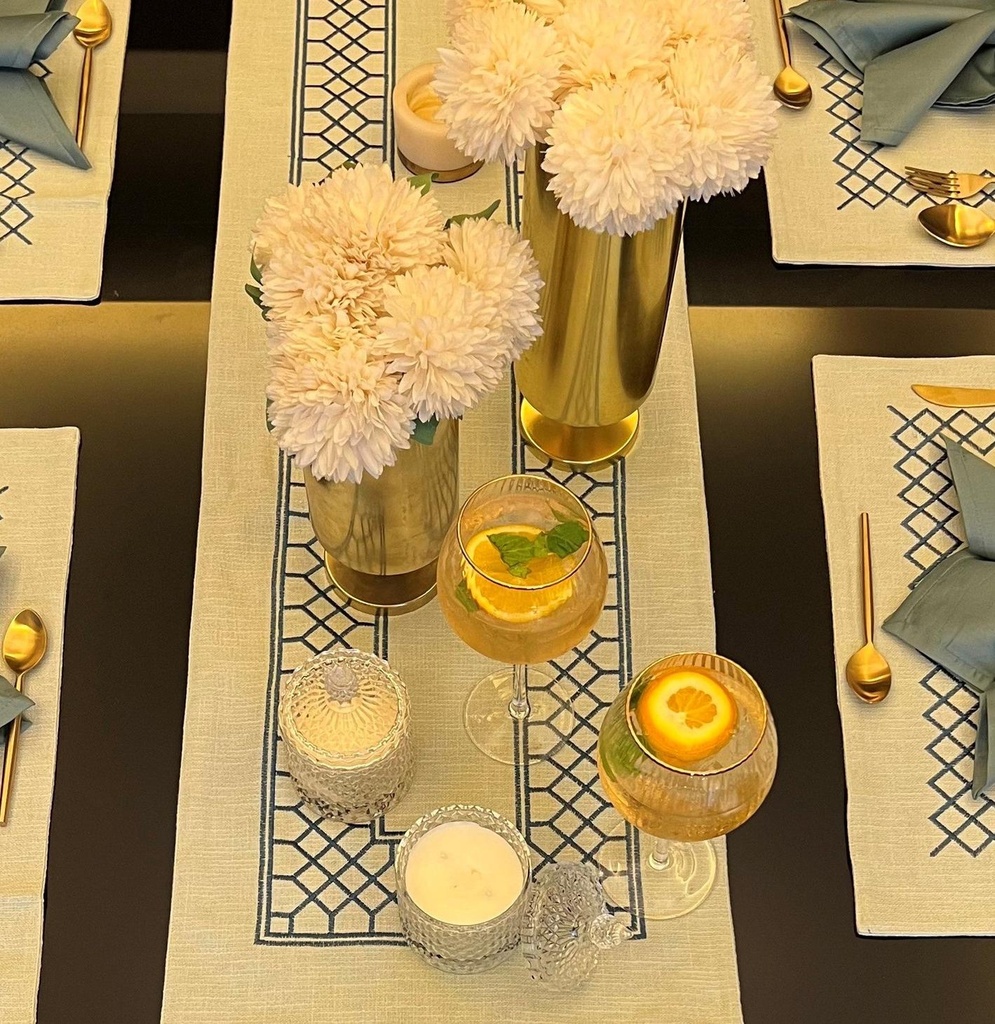 Zigzag Sage Green Table Runner