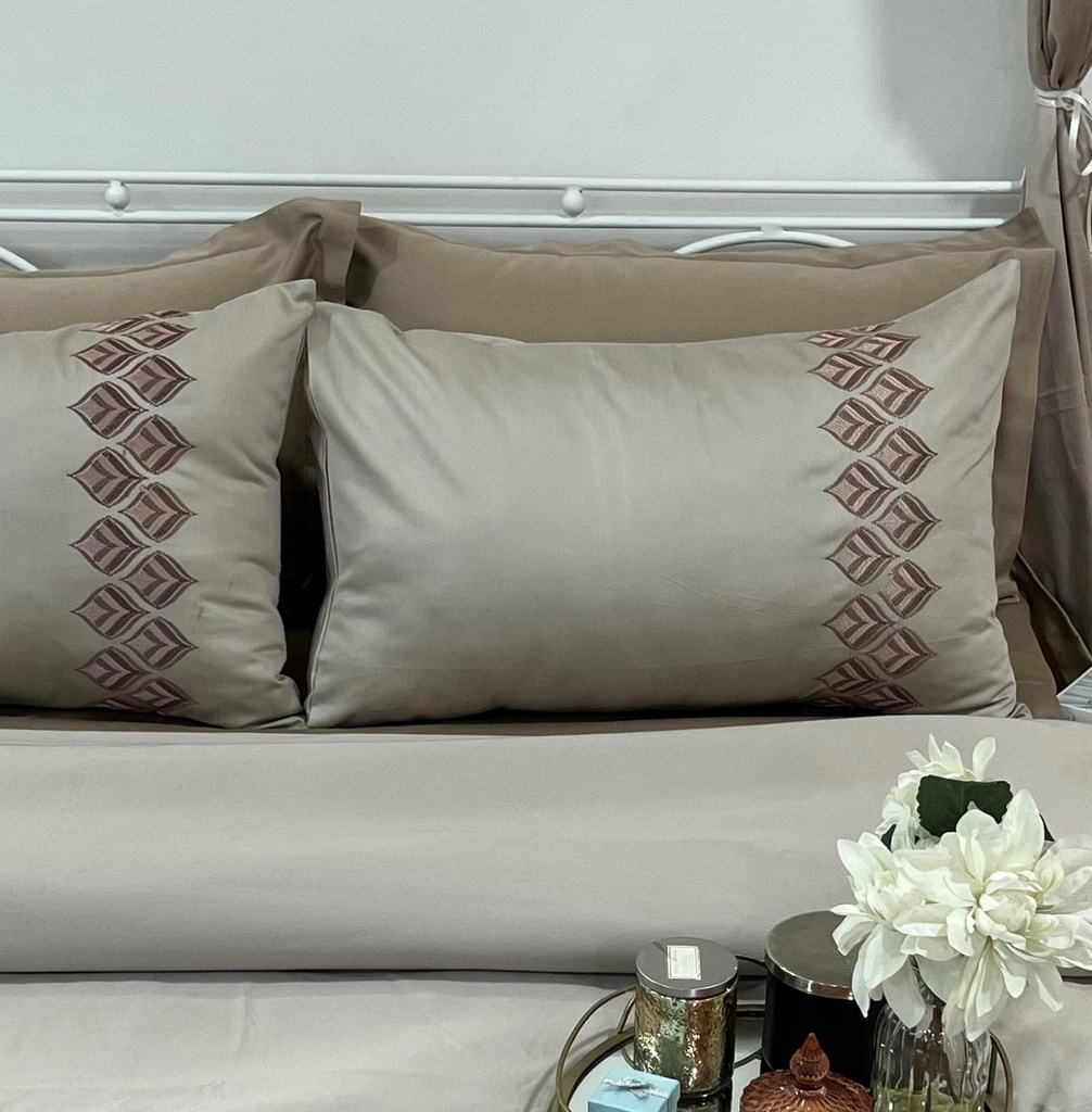 1000TC Cotton Rich Leaflet Beige Syona Bedsheet Set