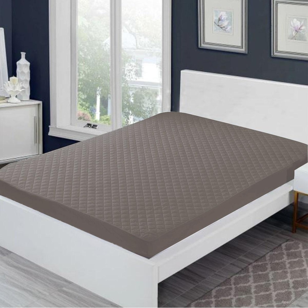Microfibre Quilted Waterproof Fitted Grey Mattress Protector