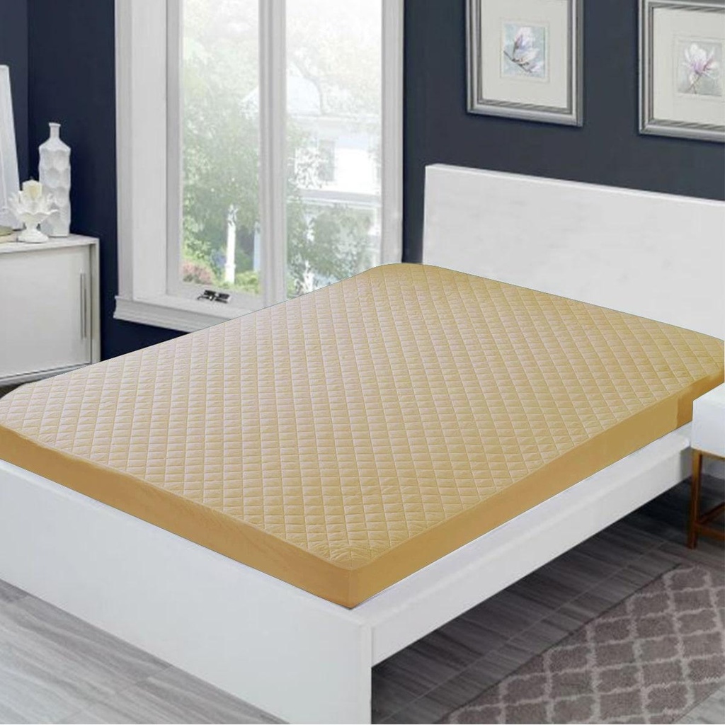 Microfibre Quilted Waterproof Fitted Beige Mattress Protector