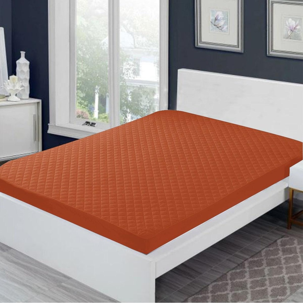 Microfibre Quilted Waterproof Fitted Rust Mattress Protector