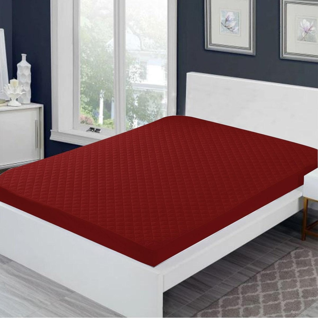 Microfibre Quilted Waterproof Fitted Maroon Mattress Protector