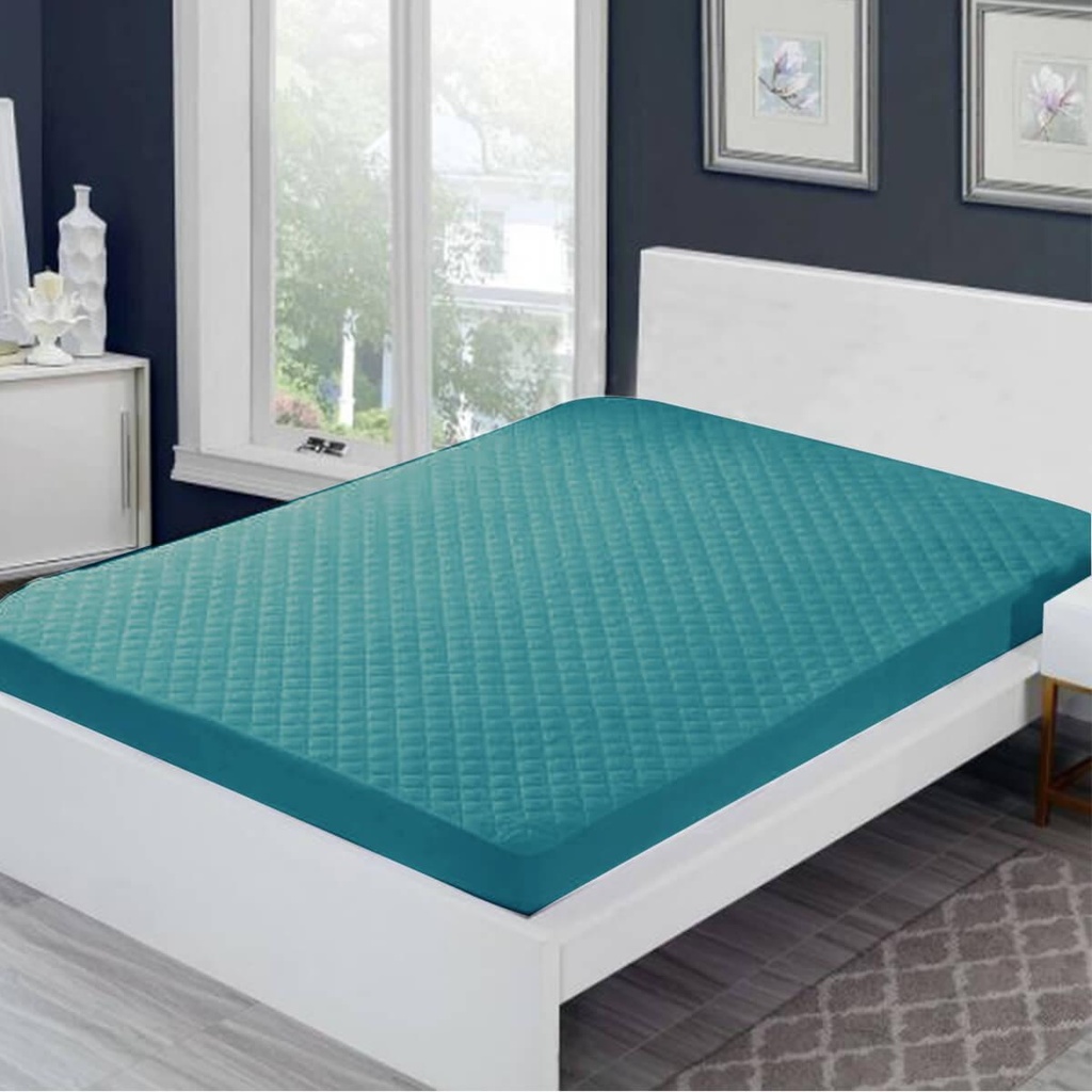 Microfibre Quilted Waterproof Fitted Turquoise Mattress Protector