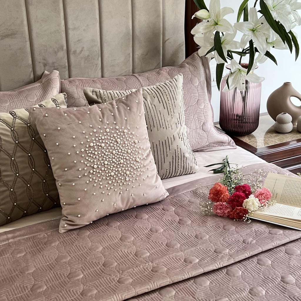 [SA#TRO-BUBBLE-OP-2] Bubble Onion Pink Velvet Trousseau Set (10 PC Set) (Buff)