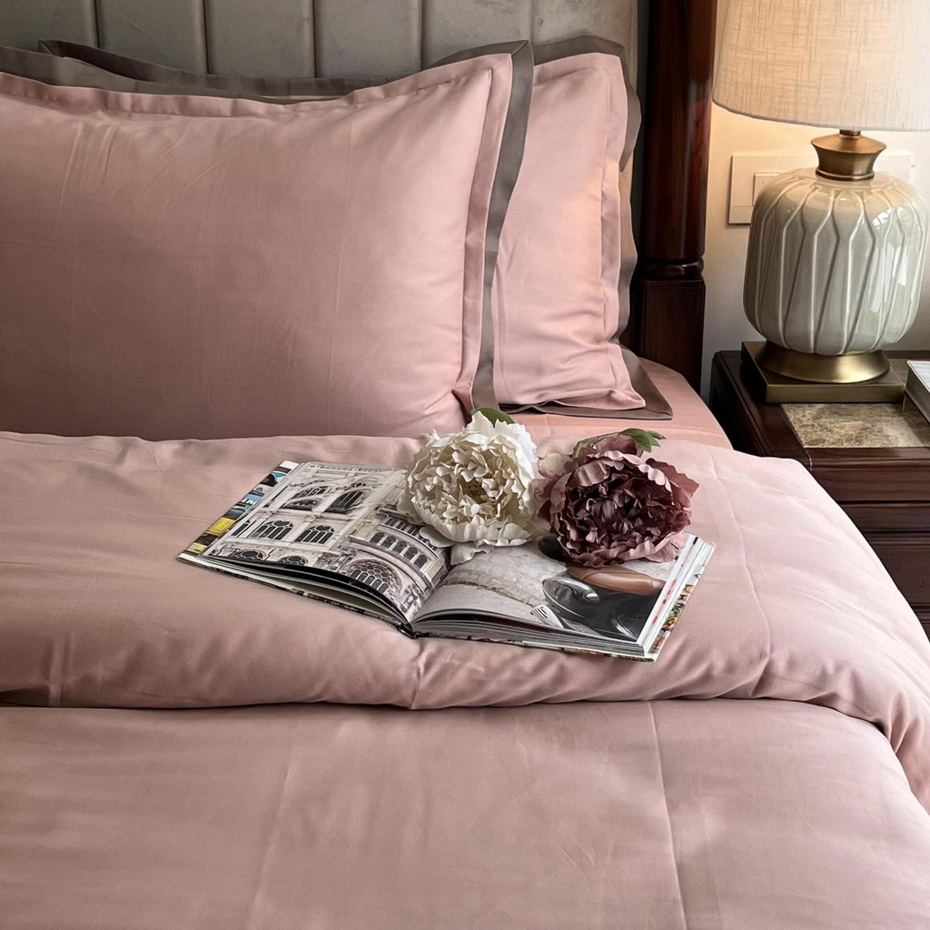 [SA#DU2F-ROTA-2] Rose and Taupe Duplex Duvet Cover (Taupe)