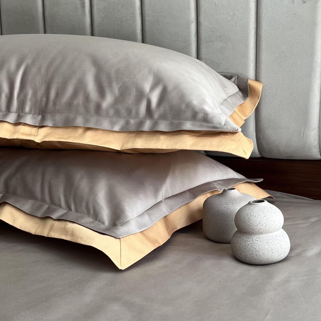[SA#2FPC-MOHM-2] Mocha Honey Mustard Duplex Pillow Covers (Set of 2) (Honey Mustard)