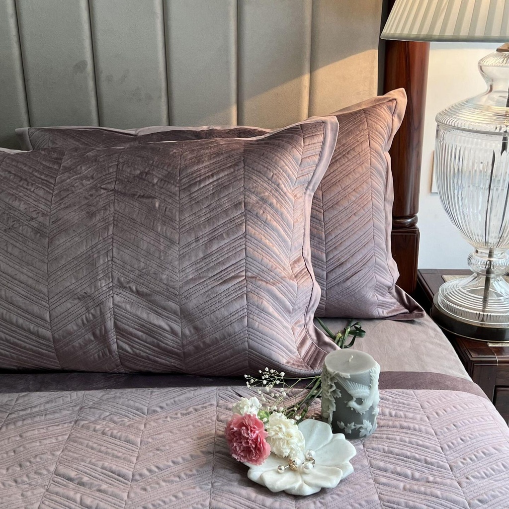 Herringbone Lilac Velvet Bedspread