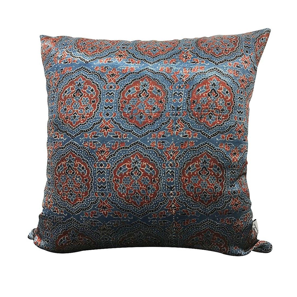 Sadyaska Ajrakh Printed Decorative Pillow Cushion Cover 16x16, Blue
