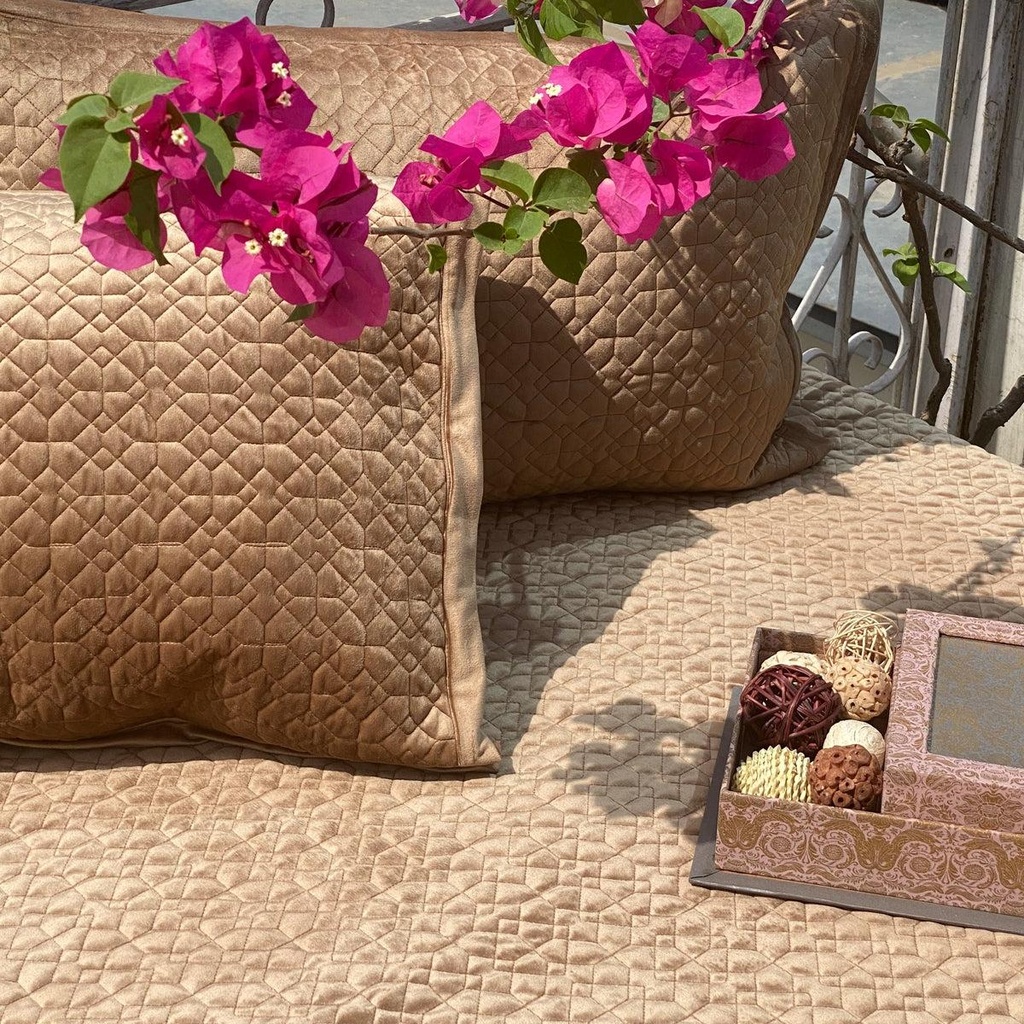 Nouveau Camel Velvet Bedspread