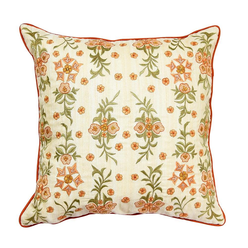 Dupion Silk Floral Cushion Case Home Décor Patio Chair Sofa Hand Embroidered Cushion Cover 16x16…