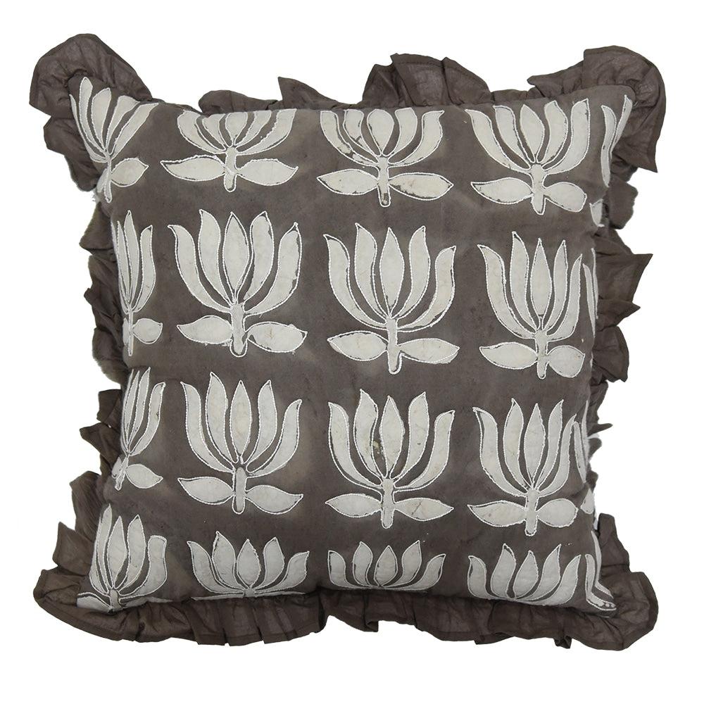 Dabu Hand Block Printed Cotton Print Cushion Cover 16x16