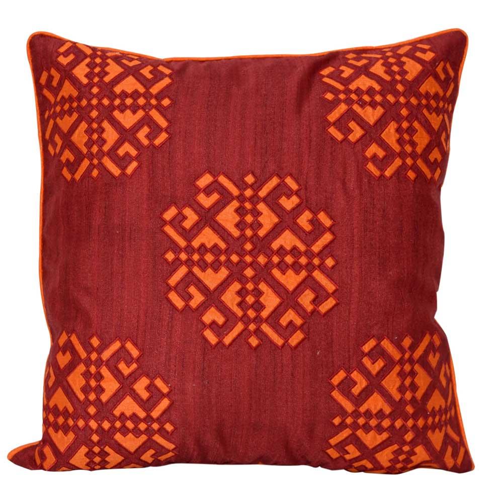 Durable Embroidered Silk Dupion Cushion Cover for Garden, Bedroom, Cushion Case 16x16