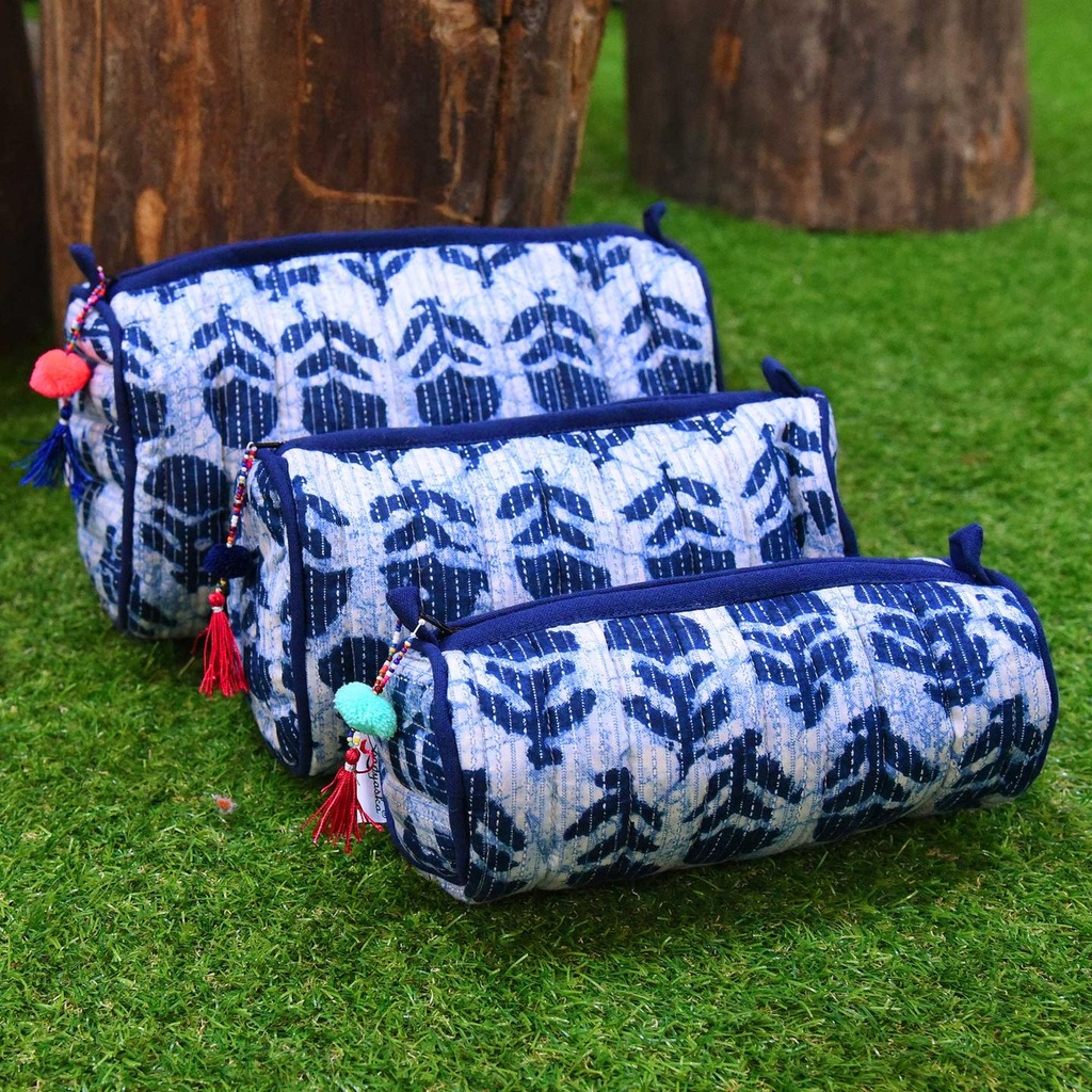 [SA#P003- Combo] Handmade Block Print Coins & Purse Cosmetic Jewelry Pouches Set of 3