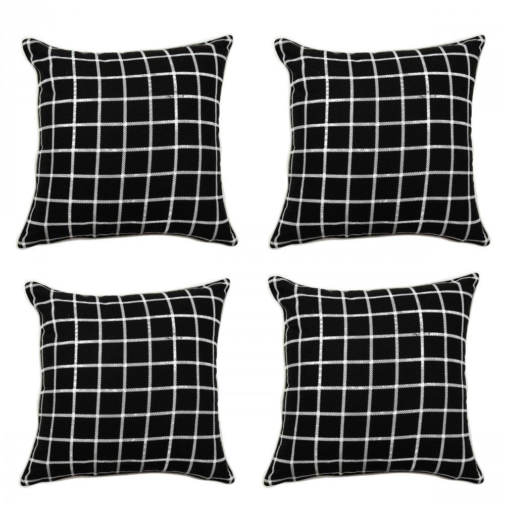 Black & White Checked Decorative Cushion Cover (16"X16") Geometric Pattern Cotton Cushion Pillowcase…