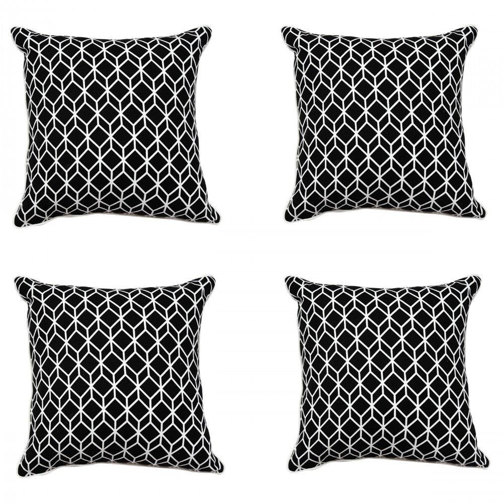 Black & White Parallel-Piped Cuboid Cushion Cover (16"X16") Cube Geometric Pattern Cushion Covers…