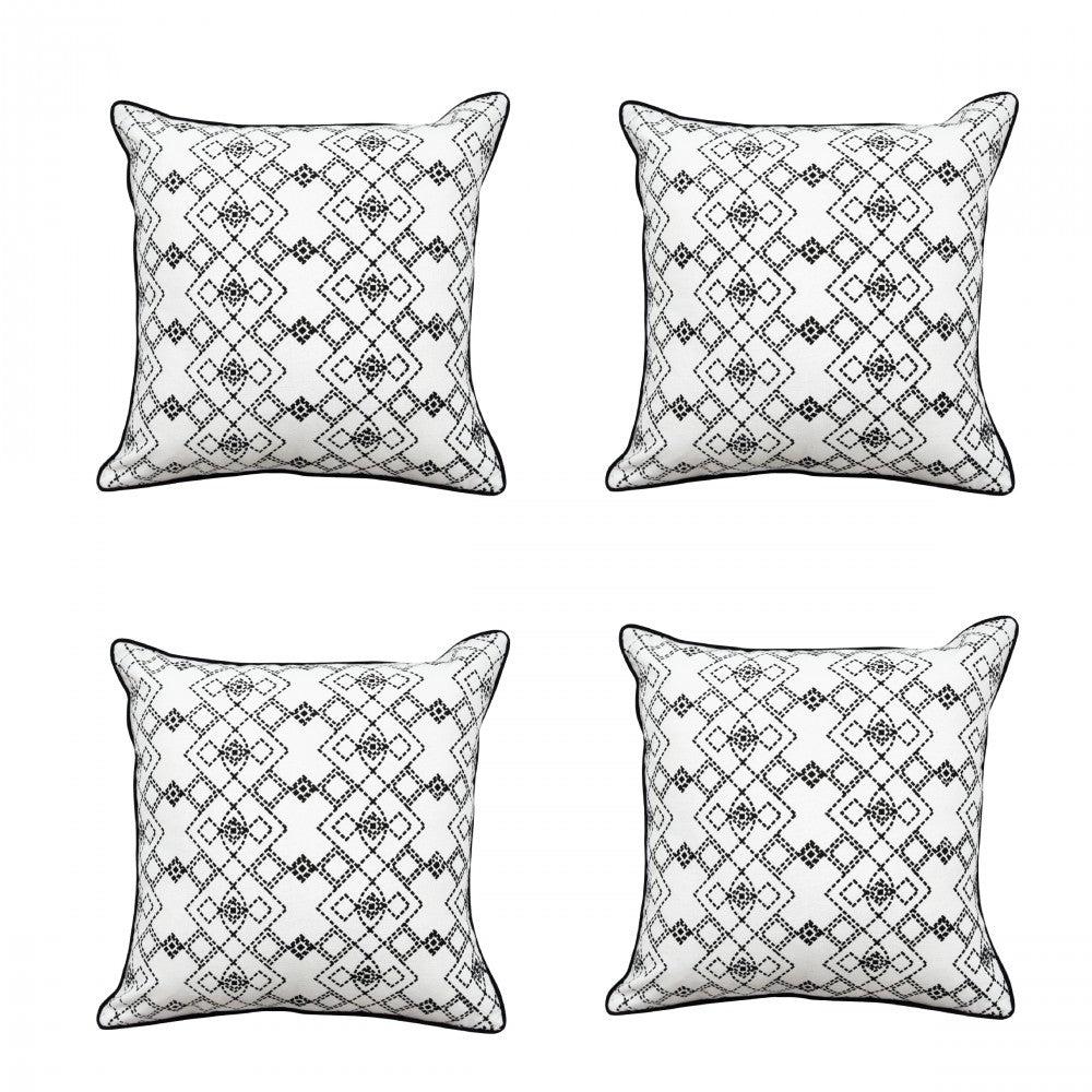 Black & White Luxurious Connectoline Cushion Cover (16"X16") Dotted Geometric Print Pillow Case…