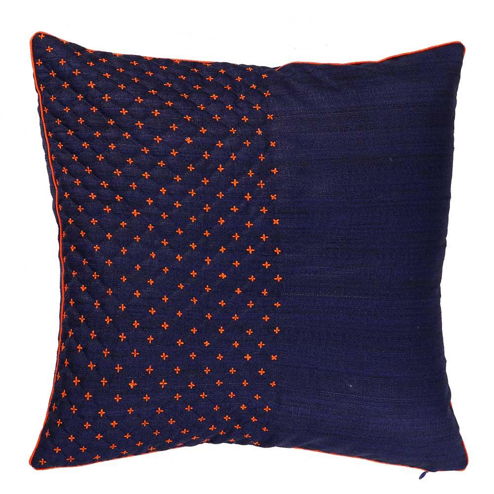 Blue Panache Embroidered Silk Dupion Cushion Cover 16x16 Use For Office, Drawing Room, Living Room, Patio Cushion Case…